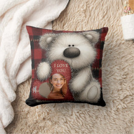 Almofada Urso Fofo Eu Te Amo Foto Monograma Personalizada