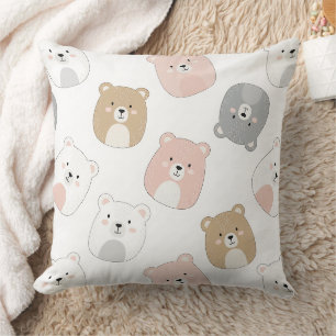 Almofada Urso Fofo Segurando Coração -- Berçário Pastel (2)