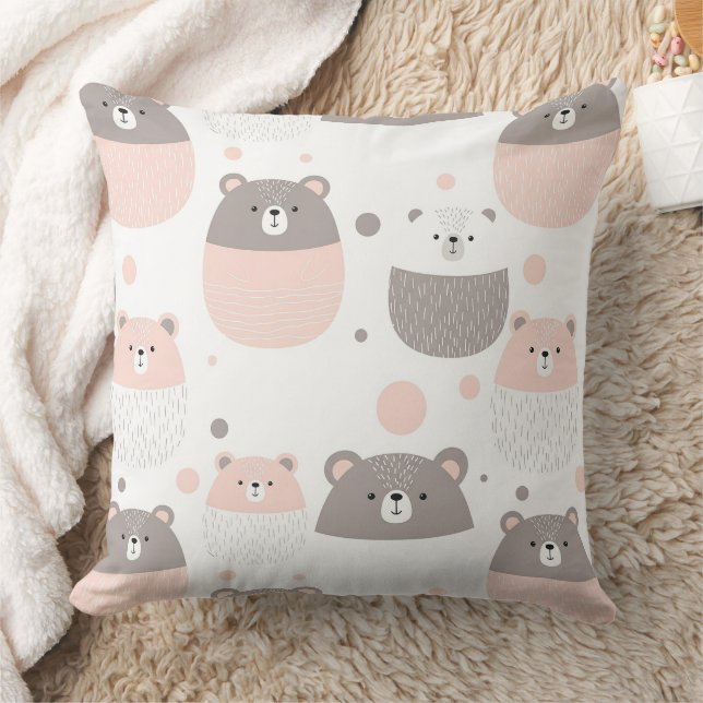 Almofada Urso Fofo Segurando Coração -- Berçário Pastel (3) (Cobertor)