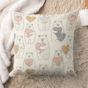 Almofada Urso Fofo Segurando Coração -- Berçário Pastel (4)