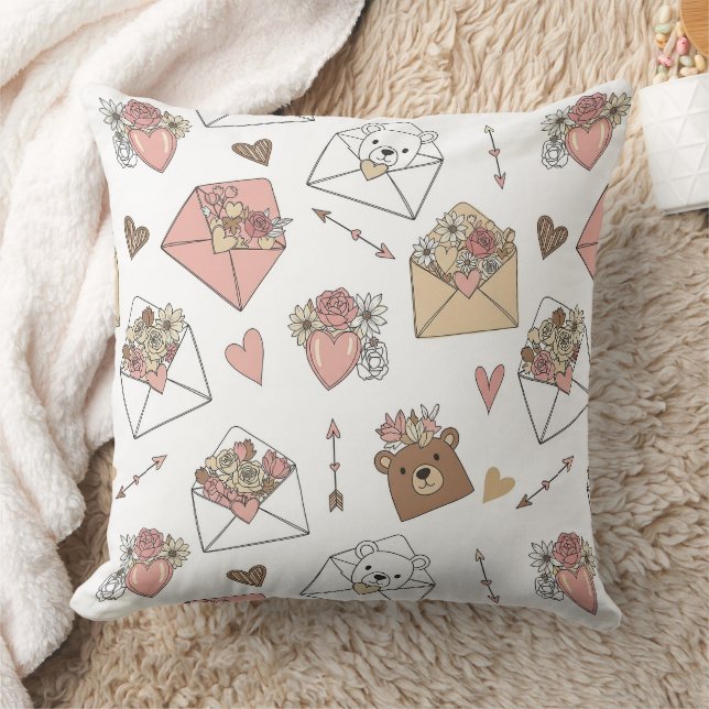 Almofada Urso Fofo Segurando Coração -- Berçário Pastel (5) (Cobertor)
