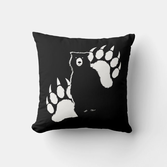 Almofada Urso-grizzle e pegadas Design Gráfico (Frente)