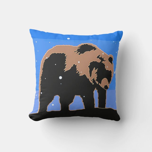 Almofada Urso Grizzly no inverno - Arte original sobre a vi (Frente)