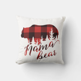 Almofada Urso Mamãe de Flanela Vermelha e Preta Country Rús
