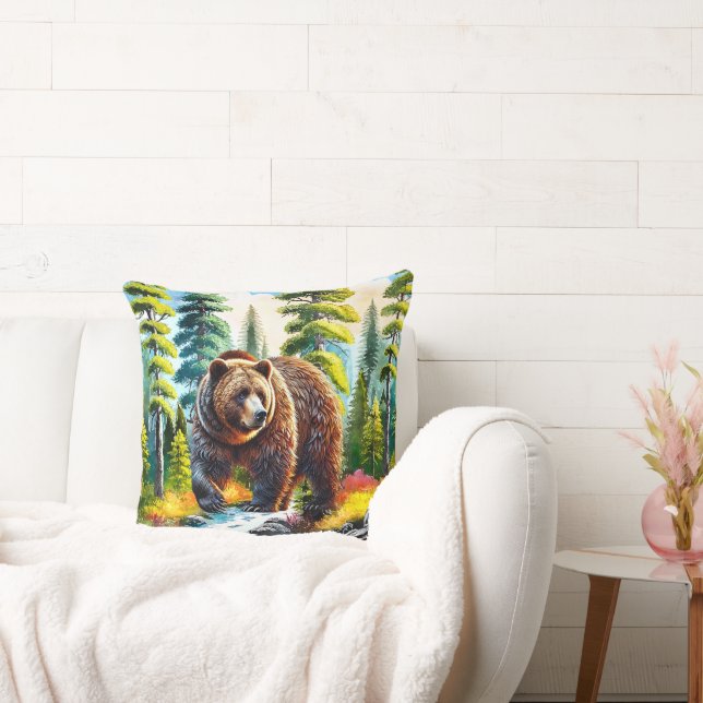 Almofada Urso marrom da floresta fofa (Sofá)