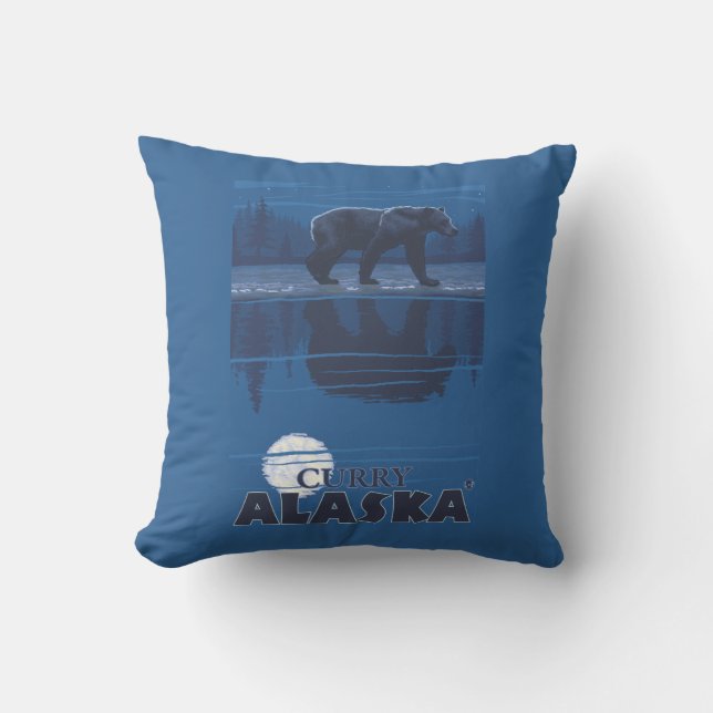 Almofada Urso no luar - caril, Alaska (Frente)