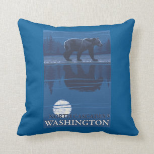 Almofada Urso no luar - cascatas nortes, Washington