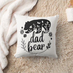 Almofada Urso Pai Floral Branco E Preto