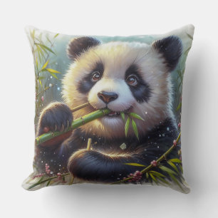 Almofada Urso Panda Adorável Comendo Bambu