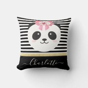Almofada Urso panda bonito com fita rosa 