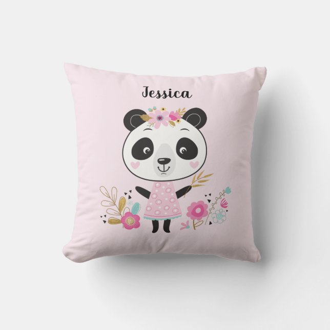 Almofada Urso-Panda Cor-de-Rosa Personalizado (Frente)