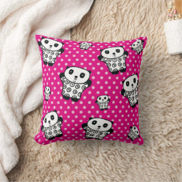 Almofada Urso Panda Kawaii Moderno Rosa Bolinhas Feminino