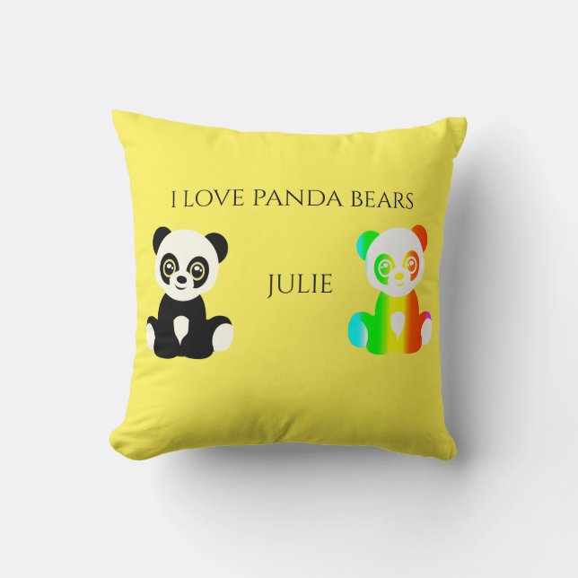 Almofada Urso Panda, travesseiro decorativo personalizado. (Frente)