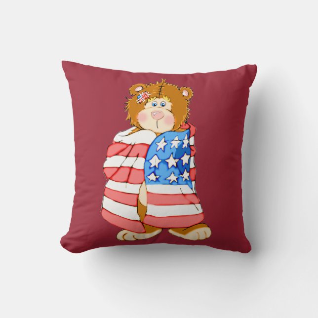 Almofada Urso Patriótico com Travesseiro decorativo de Praç (Frente)