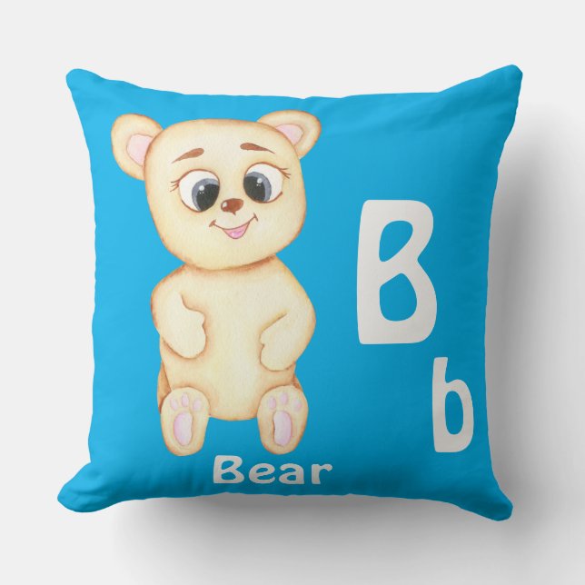 Almofada Urso personalizar ABC: Letra B - Adicione seu Nome (Frente)