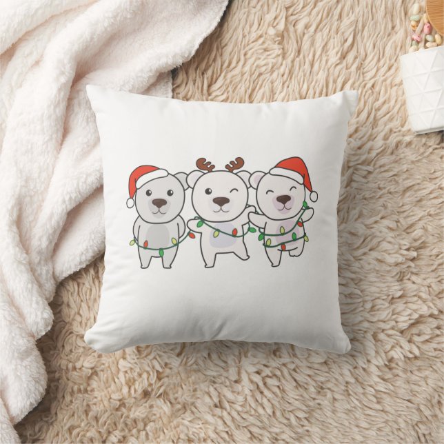 Almofada Urso Polar Animais de Natal Curiosos (Cobertor)