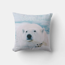 Almofada Urso Polar Ártico Branco Selvagem na Cena de Neve 