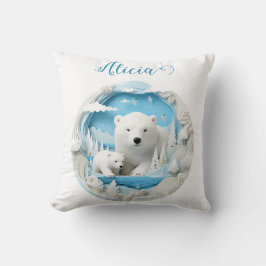 Almofada Urso Polar com Oceano Ártico Cub White Winter