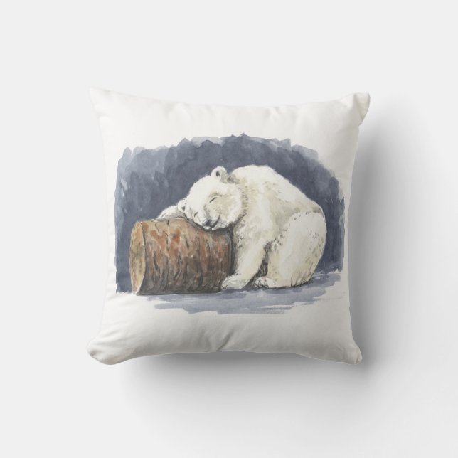 Almofada Urso polar dormindo, arte em aquarela (Frente)