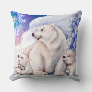 Almofada Urso polar e filhotes amorosos
