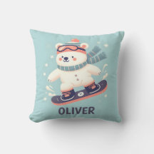 Urso Polar Fofo em Snowboard Personalizado