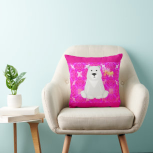 Almofada Urso Polar Fofo Floral Rosa