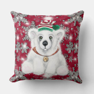 Almofada Urso polar glitter neve festiva fofo natal