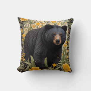 Almofada Urso Preto E Flores Amarelas