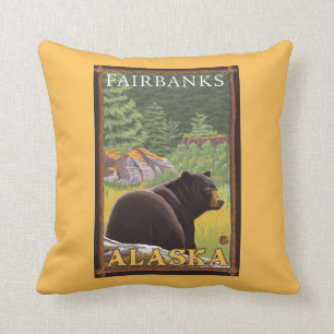 Almofada Urso preto na floresta - Fairbanks, Alaska