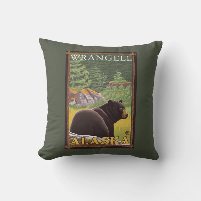 Almofada Urso preto na floresta - Wrangell, Alaska (Frente)