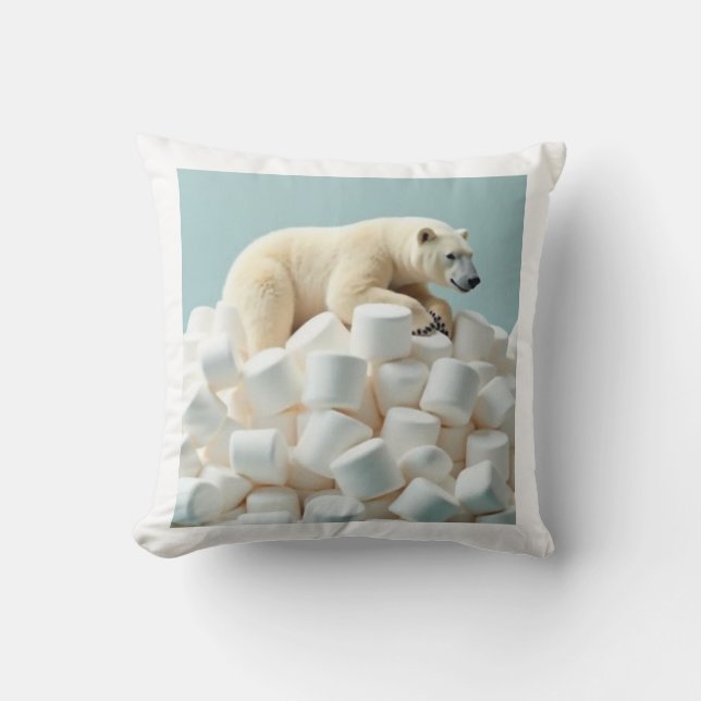 Almofada urso sobre uma pilha de travesseiro marshmallow (Frente)