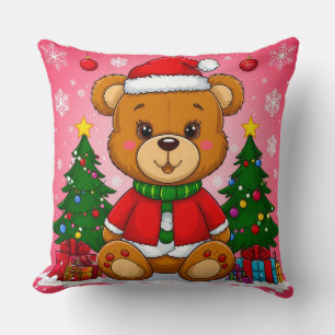 Almofada 🎄 Urso Teddy Adorável Natal Glow ❄️ Papai Noel Su