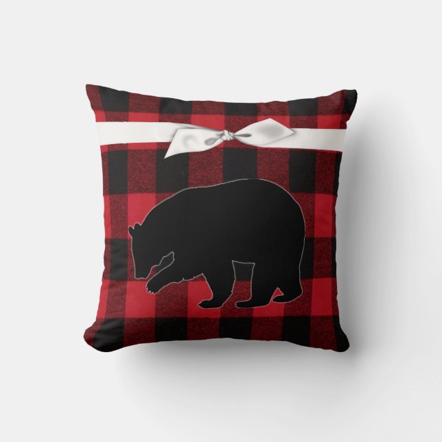 Almofada Urso Travesseiro decorativo Vermelho de Buffalo de (Frente)