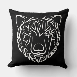 Almofada Urso Tribal Negro e Branco
