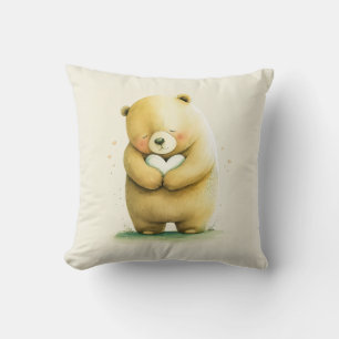 Almofada Urso Triste Simples Segurando um Trabalho de arte