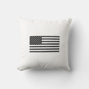 Almofada US Flag Black and White Vintage Retro