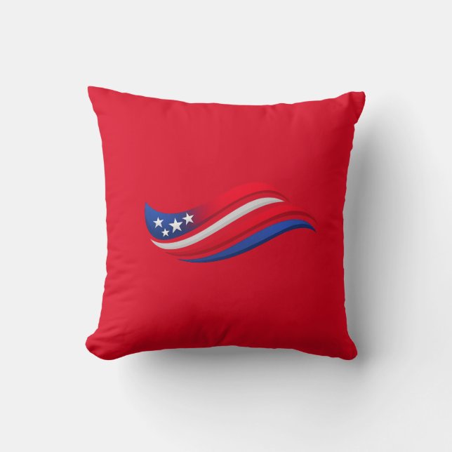 Almofada USA Stars & Stripes Wave | Vermelho Branc (Frente)