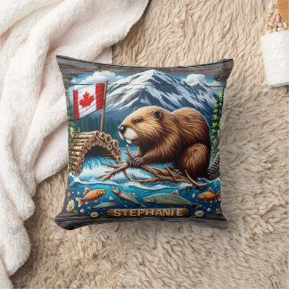 Almofada Usina de construção de castor canadense perto do S