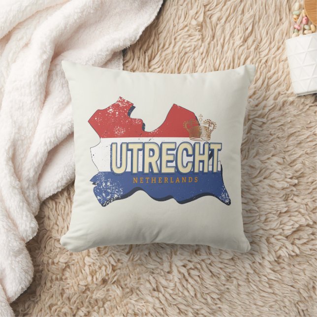 Almofada Utrecht Países Baixos Mapa Holandês Vintage Souven (Cobertor)
