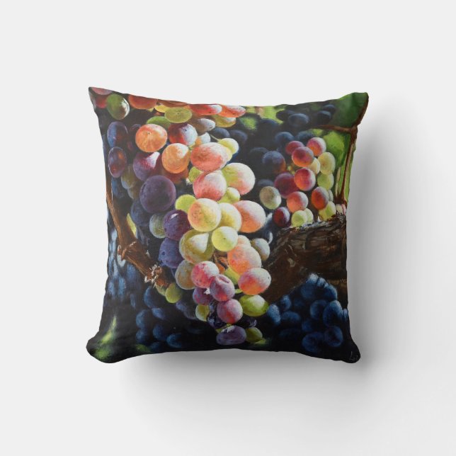 Almofada Uvas de abundância para amantes e vinhas de vinho (Frente)