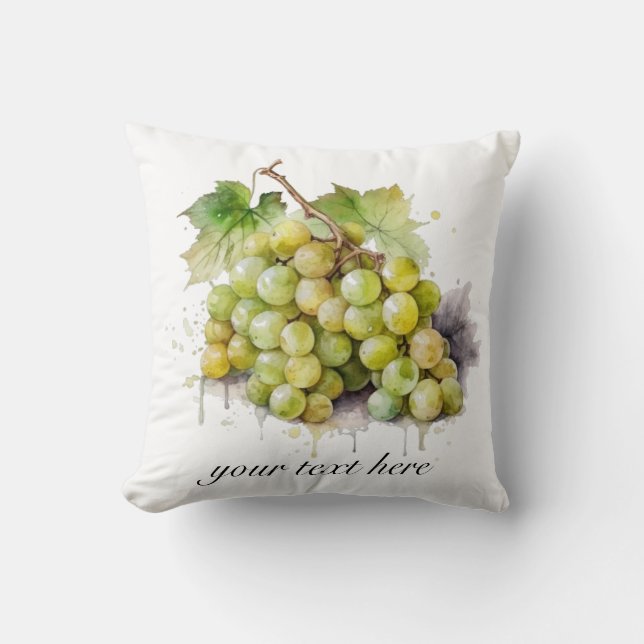 Almofada Uvas de aquarela, personalizadas (Frente)