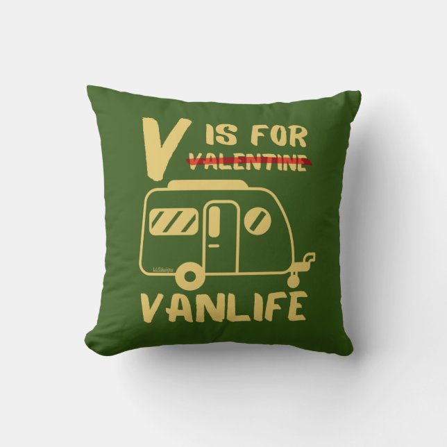 Almofada V IS FOR VANLIFE - ideia engraçada de presente de  (Frente)