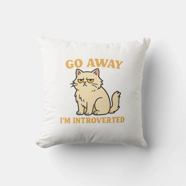 Almofada Vá Embora, Sou Introvertido – Camiseta de Gato Eng (Frente)