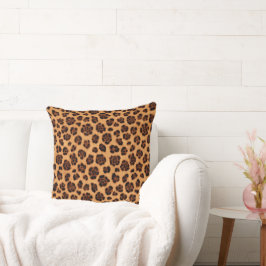 Almofada Vá Selvagem Estampa Leopardo Dourado Bege Laranja 