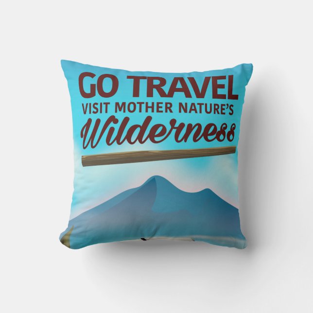 Almofada Vá viajar, Visite a Natureza Selvagem da RV. (Frente)