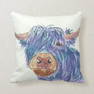 Almofada Vaca azul engraçada das montanhas