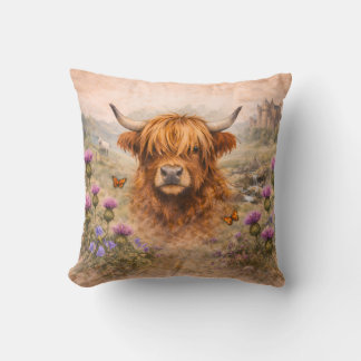 Almofada Vaca das Terras Altas - Animais em Aquarela