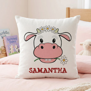 Almofada Vaca de Cartoon Nome Fazenda Travesseiro