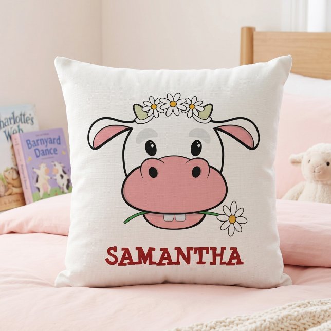 Almofada Vaca de desenho animado com nome personalizado - B (Criador carregado)