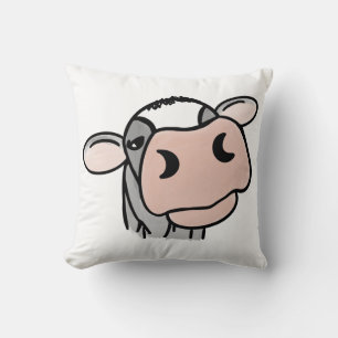 Almofada vaca de desenho animado preto branco rosa beijo ci